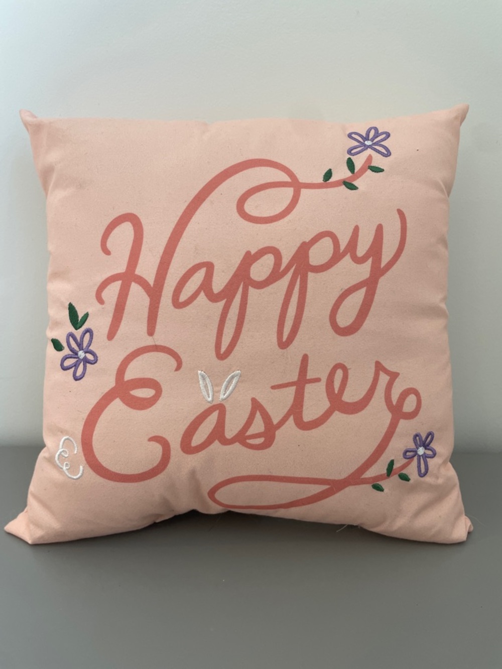 Kohl's Pink "Happy Easter" Embroidered Holiday Throw Pillow